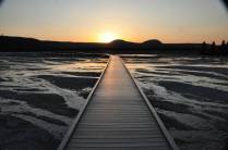 Maravilhoso entardecer na área da Grand Prismatic Pool, no Yellowstone National Park, em Wyoming, nos Estados Unidos